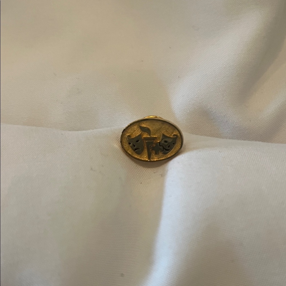 Gold Comedy and Tragedy Mask Pin